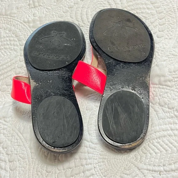 GUCCI Marmont Double GG Hot Pink T Strap Flat Sandal Black Leather Size 40.5
